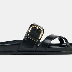 Zara Black Sandals with Gold Buckle